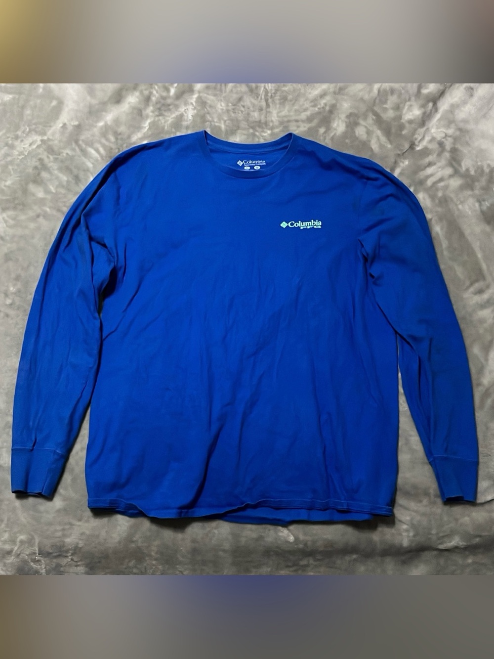Columbia PFG Men's Large Long Sleeve Fishing Shirt Royal Blue Marlin